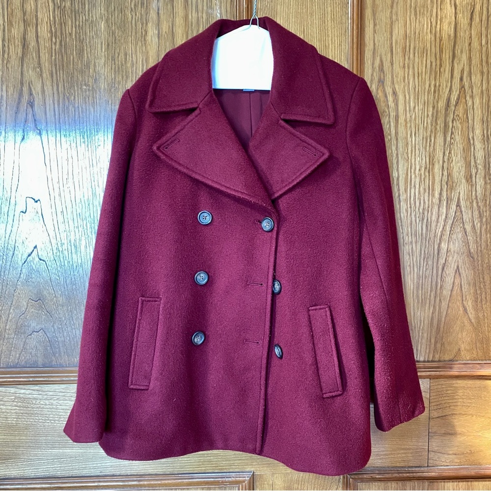 Large Old Navy Pea Coat Burgundy